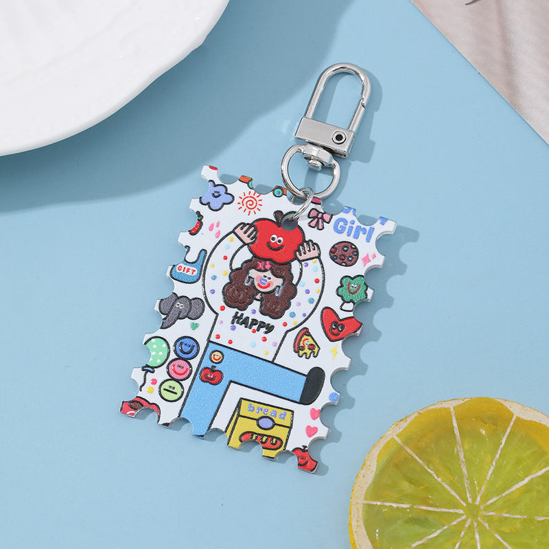 Wholesale 10pcs/ pack acrylic printed hanging pendant DIY mobile phone chain keychain